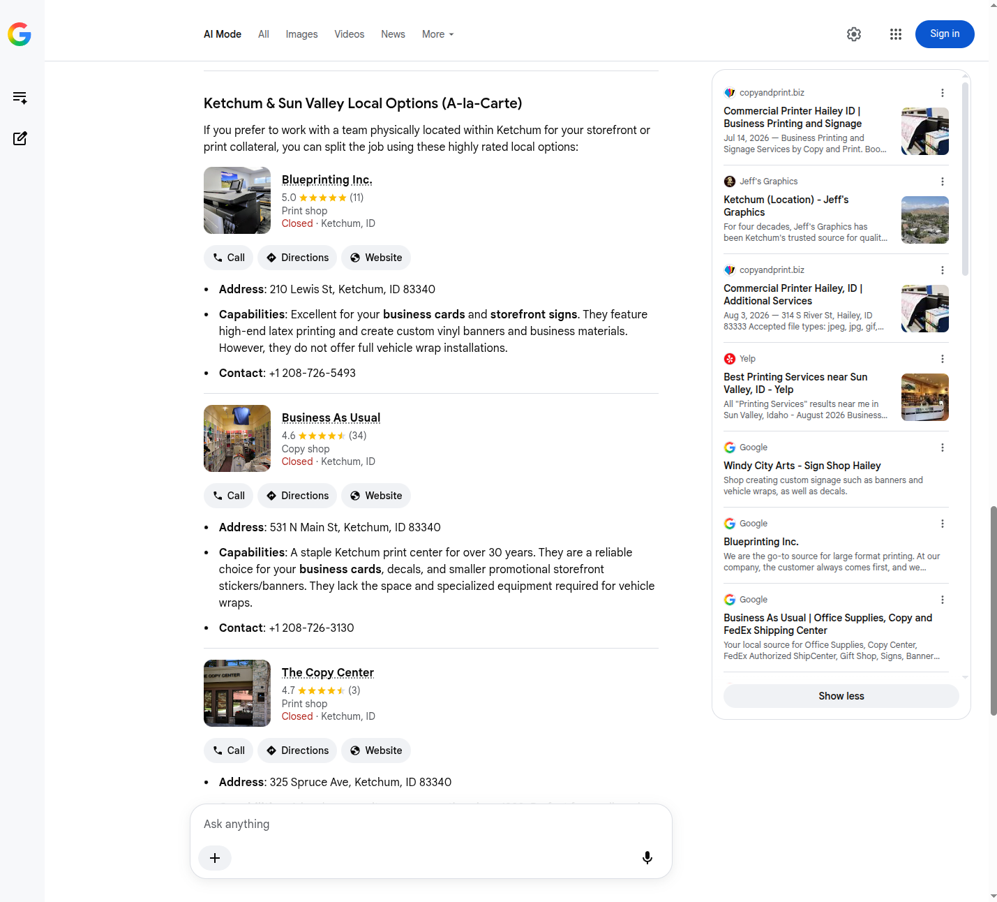 Google AI Mode Q2 screenshot 1